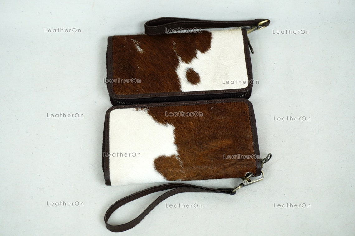 100% Natural Cowhide Clutch Wallet | Real Hair on Leather Clutch Purse | Genuine Cow Skin Leather Clutch Pouch | Real Cowhide Clutch Bag