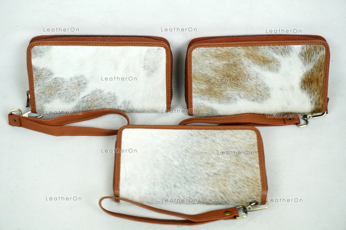 100% Natural Cowhide Clutch Wallet | Real Hair on Leather Clutch Purse | Genuine Cow Skin Leather Clutch Pouch | Real Cowhide Clutch Bag