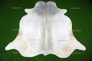Gray White XLARGE (6 X 6.6 ft.) Exact As Photo COWHIDE RUG | 100% Natural Cowhide Area Rug | Real Hair-on Leather Cowhide Rug | C682