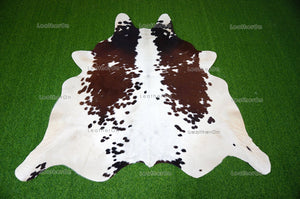 Tricolor Large (5.2 X 5.6 ft.) Exact As Photo Cowhide Area RUG | 100% Natural Cowhide Area Rug | Genuine Hair-on Cowhide Leather Rug | C686
