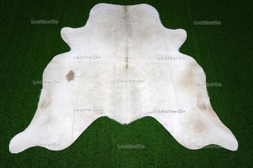 White Medium (5 x 5 ft.) Exact As Photo Cowhide RUG | 100% Natural Cowhide Area Rug | Genuine Hair-on Cowhide Leather Rug | C694