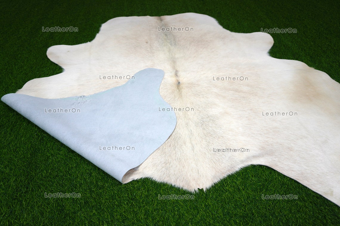 White Medium (5 x 5 ft.) Exact As Photo Cowhide RUG | 100% Natural Cowhide Area Rug | Genuine Hair-on Cowhide Leather Rug | C694