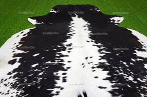 Black White Medium (4.7 x 5 ft.) Exact As Photo Cowhide RUG | 100% Natural Cowhide Area Rug | Genuine Hair-on Cowhide Leather Rug | C697