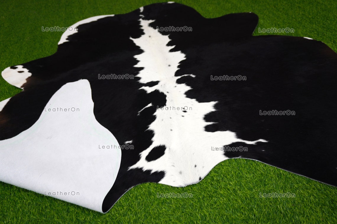 Tricolor Large (5 X 5.6 ft.) Exact As Photo Cowhide Area RUG | 100% Natural Cowhide Rug | Genuine Hair-on Cowhide Leather Rug | C701