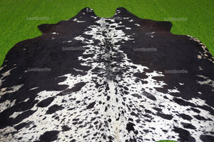 Black White Large (5.4 X 5.5 ft.) Exact As Photo Cowhide Area RUG | 100% Natural Cowhide Rug | Genuine Hair-on Cowhide Leather Rug | C702