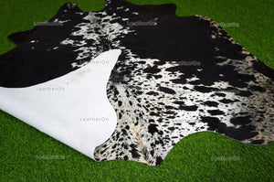 Black White Large (5.4 X 5.5 ft.) Exact As Photo Cowhide Area RUG | 100% Natural Cowhide Rug | Genuine Hair-on Cowhide Leather Rug | C702