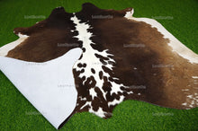 Load image into Gallery viewer, Tricolor Large (5.5 X 5.8 ft.) Exact As Photo Cowhide Area RUG | 100% Natural Cowhide Rug | Genuine Hair-on Cowhide Leather Rug | C714
