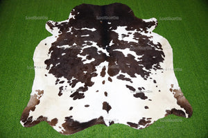 Tricolor XLARGE (6.8 X 6.6 ft.) Exact As Photo Cowhide Rug | 100% Natural Cowhide Area Rug | Real Hair-on Leather Cowhide Rug | C719