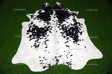 Load image into Gallery viewer, Black White XLARGE (7 X 6.6 ft.) Exact As Photo Cowhide Rug | 100% Natural Cowhide Area Rug | Real Hair-on Leather Cowhide Rug | C725

