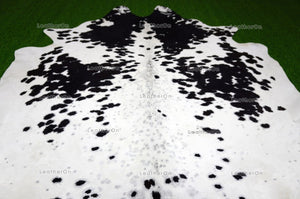 Black White XLARGE (7 X 6.6 ft.) Exact As Photo Cowhide Rug | 100% Natural Cowhide Area Rug | Real Hair-on Leather Cowhide Rug | C725