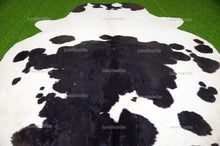 Load image into Gallery viewer, Black White XLARGE (6 X 6 ft.) Exact As Photo Cowhide Rug | 100% Natural Cowhide Area Rug | Real Hair-on Leather Cowhide Rug | C726
