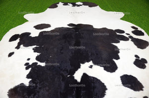 Black White XLARGE (6 X 6 ft.) Exact As Photo Cowhide Rug | 100% Natural Cowhide Area Rug | Real Hair-on Leather Cowhide Rug | C726