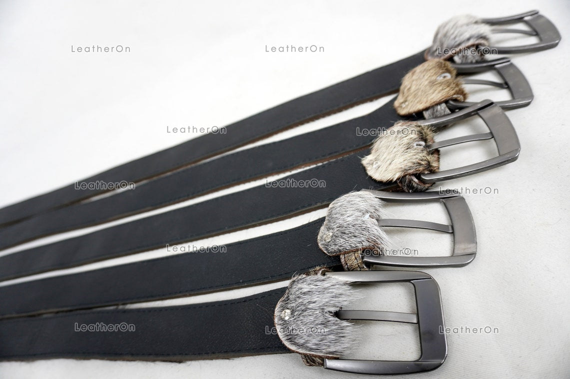 Genuine COWHIDE BELTS with Full Grain Leather Backside | Unisex 100% Natural Cow hide Belts | REAL Hair on Leather Belts | BLT11
