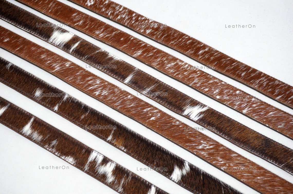 Genuine COWHIDE BELTS with Full Grain Leather Backside | Unisex 100% Natural Cow hide Belts | REAL Hair on Leather Belts | BLT12