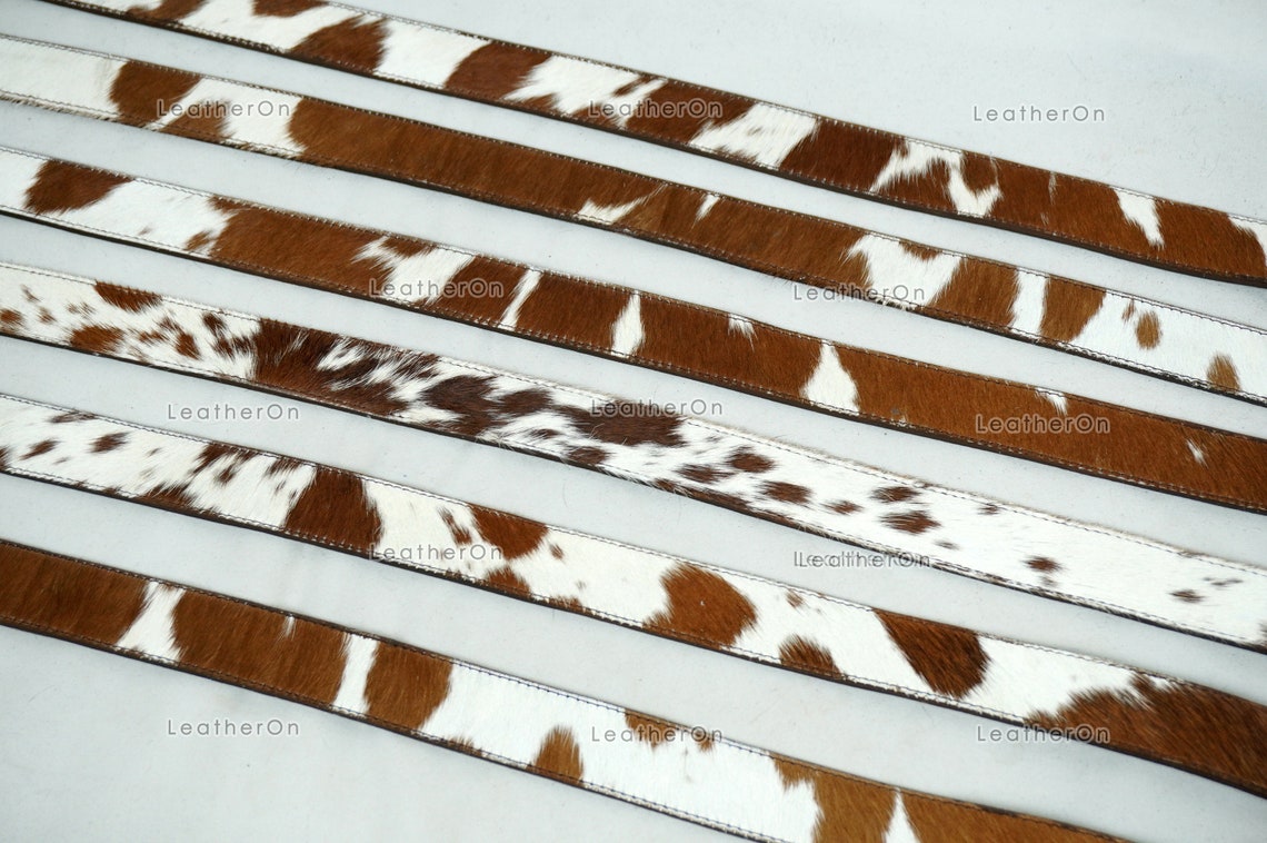 Genuine COWHIDE BELTS with Full Grain Leather Backside | Unisex 100% Natural Cow hide Belts | REAL Hair on Leather Belts | BLT14