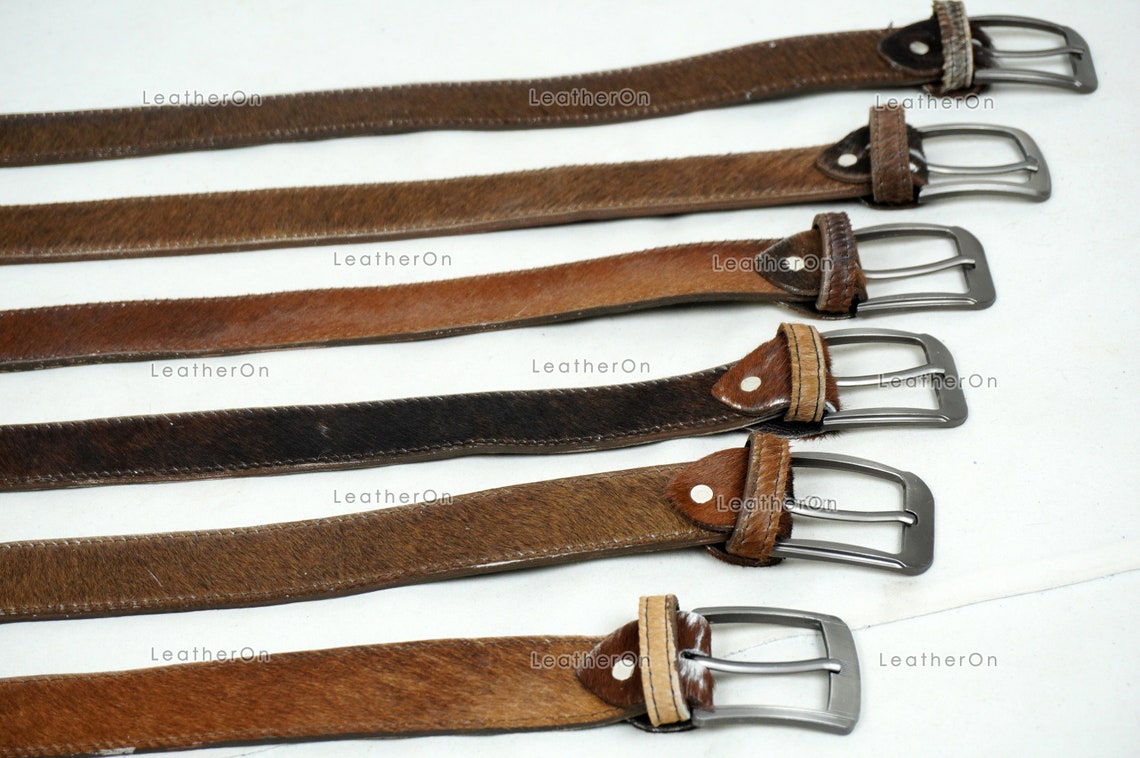 Genuine COWHIDE BELTS with Full Grain Leather Backside | Unisex 100% Natural Cow hide Belts | REAL Hair on Leather Belts | BLT15