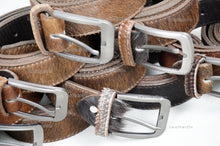 Load image into Gallery viewer, Genuine COWHIDE BELTS with Full Grain Leather Backside | Unisex 100% Natural Cow hide Belts | REAL Hair on Leather Belts | BLT15
