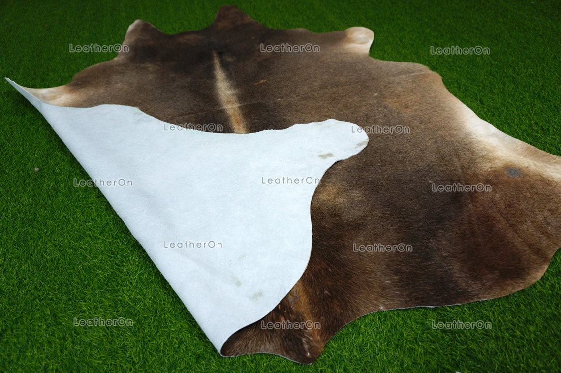 Gray White Medium (5 X 5 ft.) Exact As Photo Cowhide RUG | 100% Natural Cowhide Area Rug | Genuine Hair-on Cowhide Leather Rug | C732
