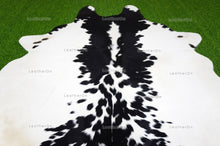 Load image into Gallery viewer, Black White Small (4.5 X 4.7 ft.) Exact As Photo Cowhide Rug | 100% Natural Cowhide Area Rug | Real Hair-on Leather Cowhide Rug | C737

