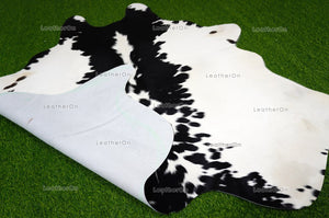 Black White Small (4.5 X 4.7 ft.) Exact As Photo Cowhide Rug | 100% Natural Cowhide Area Rug | Real Hair-on Leather Cowhide Rug | C737