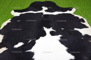 Black White Medium (5 X 5.4 ft.) Exact As Photo Cowhide RUG | 100% Natural Cowhide Area Rug | Genuine Hair-on Cowhide Leather Rug | C745