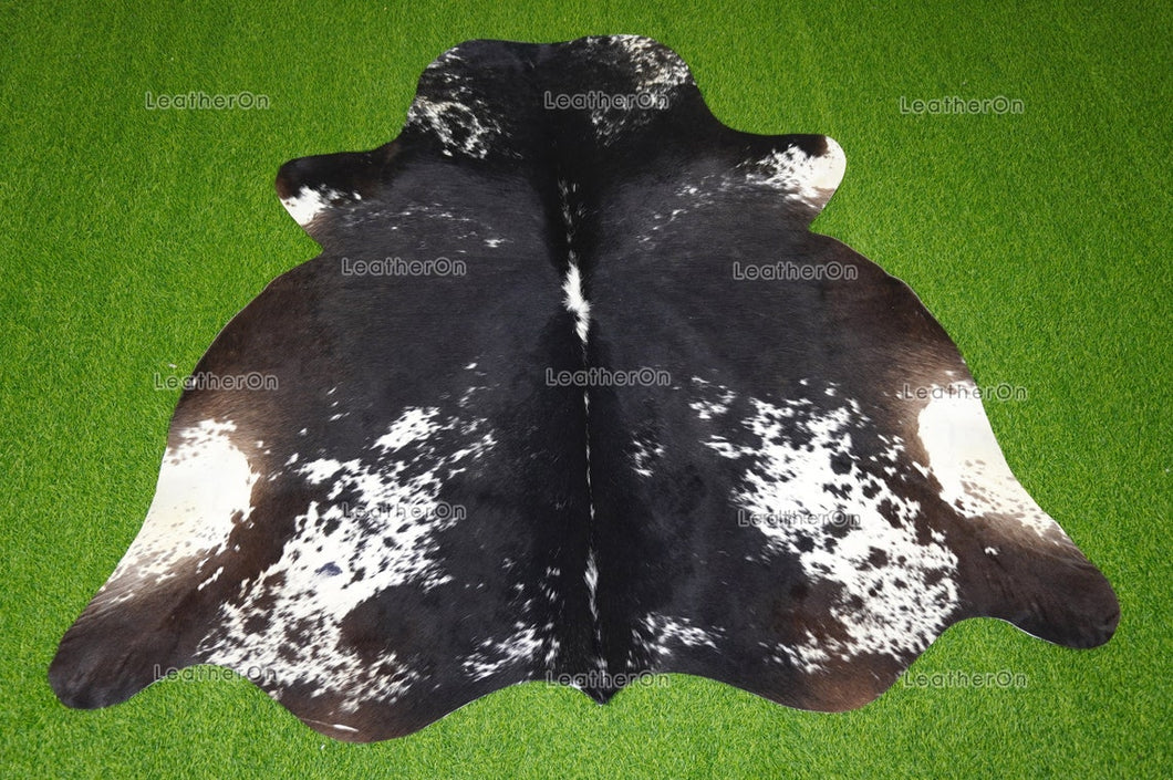 Black White Large (5 X 5.6 ft.) Exact As Photo Cowhide Area RUG | 100% Natural Cowhide Rug | Genuine Hair-on Cowhide Leather Rug | C746