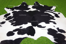 Load image into Gallery viewer, Black White Medium (5 X 5 ft.) Exact As Photo Cowhide RUG | 100% Natural Cowhide Area Rug | Genuine Hair-on Cowhide Leather Rug | C747
