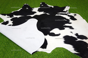 Black White Medium (5 X 5 ft.) Exact As Photo Cowhide RUG | 100% Natural Cowhide Area Rug | Genuine Hair-on Cowhide Leather Rug | C747