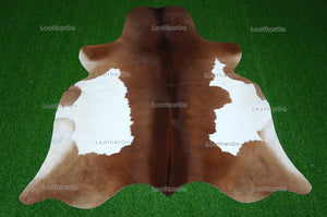 Brown White Medium (5 X 5.3 ft.) Exact As Photo Cowhide RUG | 100% Natural Cowhide Area Rug | Genuine Hair-on Cowhide Leather Rug | C751