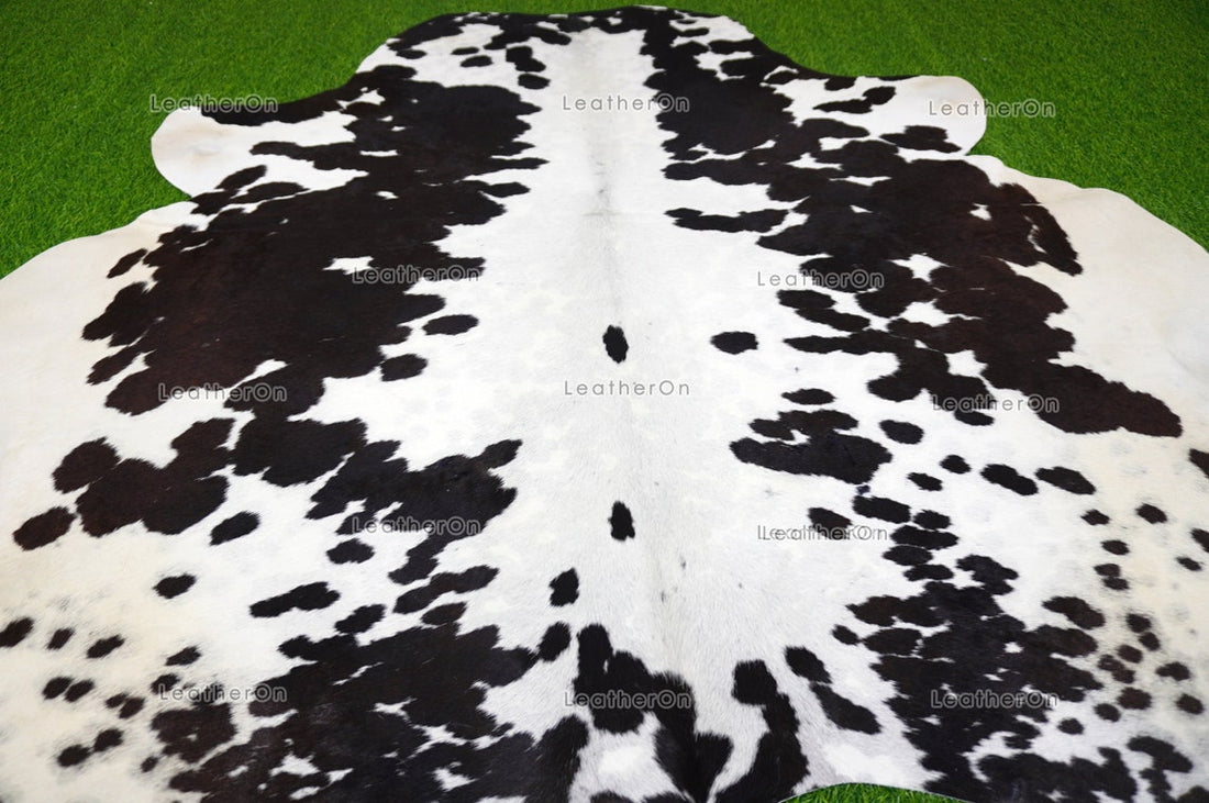 Black White Large (5 X 5.8 ft.) Exact As Photo Cowhide Area RUG | 100% Natural Cowhide Rug | Genuine Hair-on Cowhide Leather Rug | C755