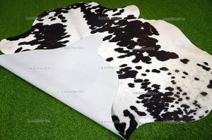 Black White Large (5 X 5.8 ft.) Exact As Photo Cowhide Area RUG | 100% Natural Cowhide Rug | Genuine Hair-on Cowhide Leather Rug | C755