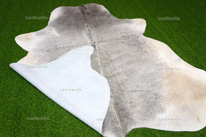 Gray White Medium (5 X 5 ft.) Exact As Photo Cowhide RUG | 100% Natural Cowhide Area Rug | Genuine Hair-on Cowhide Leather Rug | C764