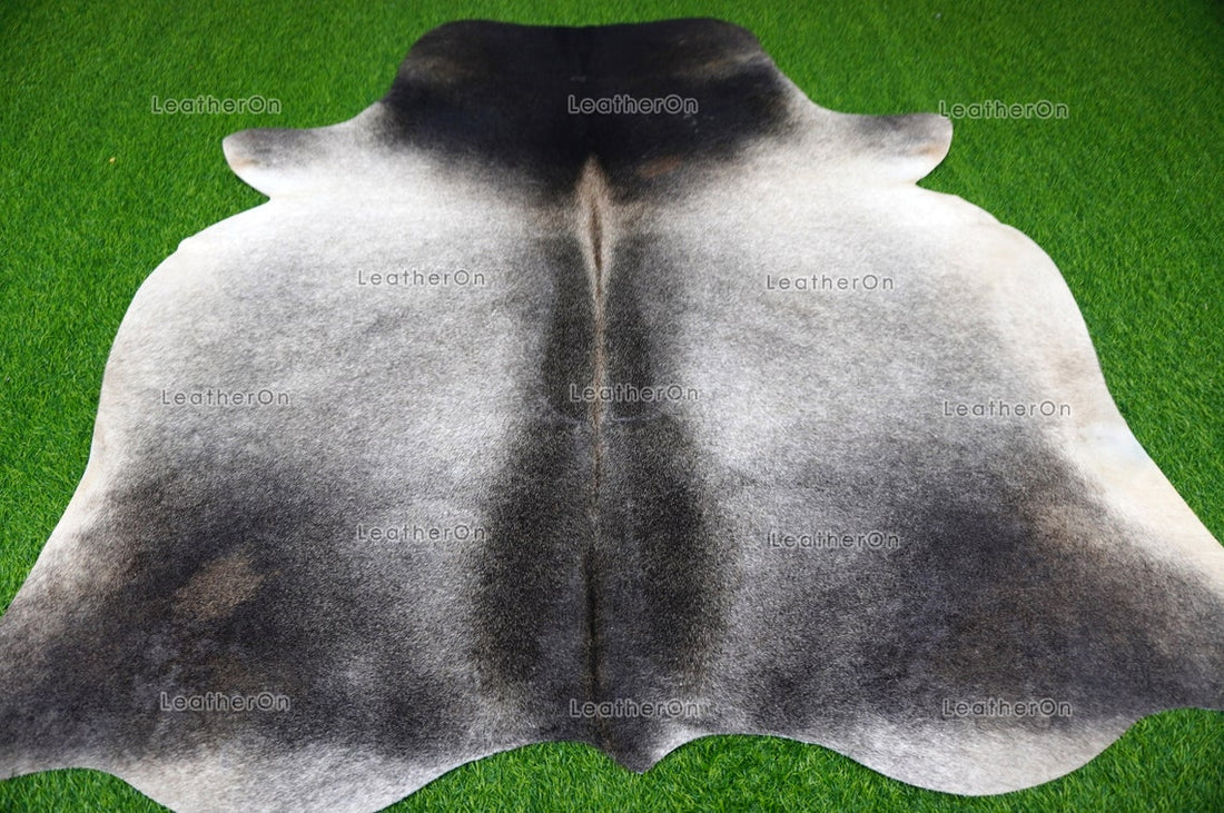 Gray White Small (4.7 X 4.7 ft.) Exact As Photo Cowhide Rug | 100% Natural Cowhide Area Rug | Real Hair-on Leather Cowhide Rug | C765
