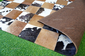 HANDMADE 100% Natural COWHIDE RUG (4 X 6 ft.) | Patchwork Hair on Cowhide Leather Area Rug | Exact as Photo | PR152