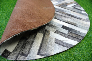 HANDMADE 100% Natural COWHIDE RUG (4 X 4 ft.) | Patchwork Cowhide Area Rug | Hair on Leather Cowhide Carpet | Cow Skin Patchwork Rug | PR142