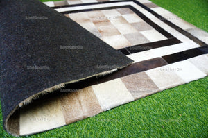 HANDMADE 100% Natural COWHIDE RUG (3 X 5 ft.) | Patchwork Hair on Cowhide Leather Area Rug | Exact as Photo | PR144