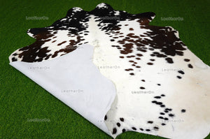 XLARGE (5.8 X 5.8 ft.) Exact As Photo, Tricolor COWHIDE RUG | 100% Natural Cowhide Rug | Hair-on Leather Cow Hide Rug | C672