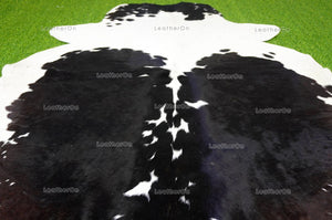 Black White Large (5.6 X 5.9 ft.) Exact As Photo Cowhide Area RUG | 100% Natural Cowhide Rug | Genuine Hair-on Cowhide Leather Rug | C690