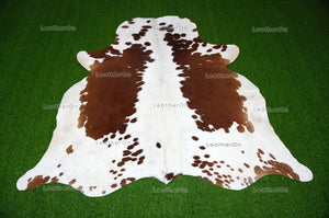 Brown White Large (6 X 5.4 ft.) Exact As Photo Cowhide Area RUG | 100% Natural Cowhide Rug | Genuine Hair-on Cowhide Leather Rug | C691