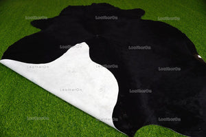 Black XLARGE (6.2 X 5.7 ft.) Exact As Photo Cowhide Rug | 100% Natural Cowhide Area Rug | Real Hair-on Leather Cowhide Rug | C692