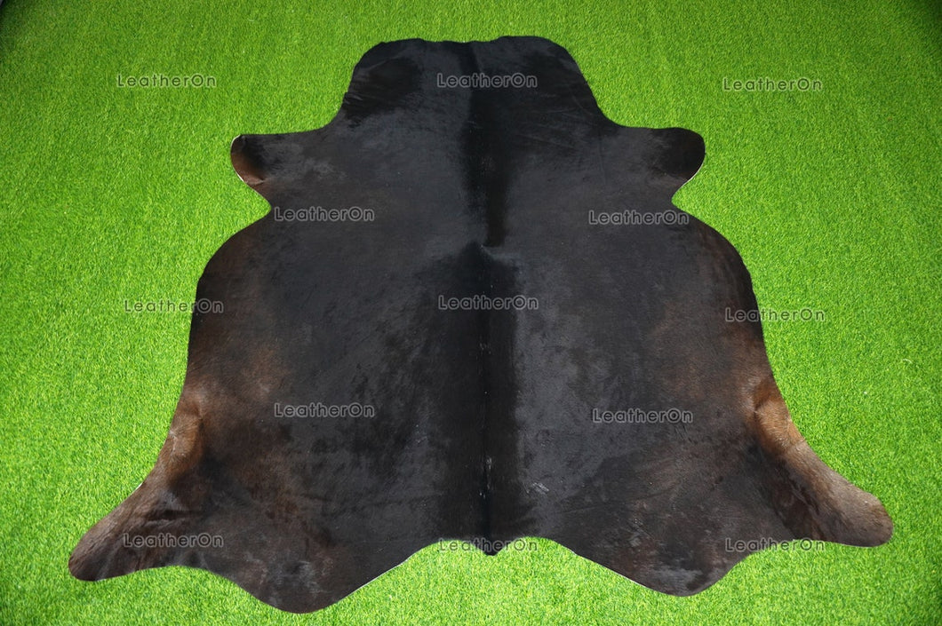 Black, XLARGE (6.3 X 6 ft.) Exact As Photo Cowhide Rug | 100% Natural Cowhide Area Rug | Real Hair-on Leather Cowhide Rug | C693