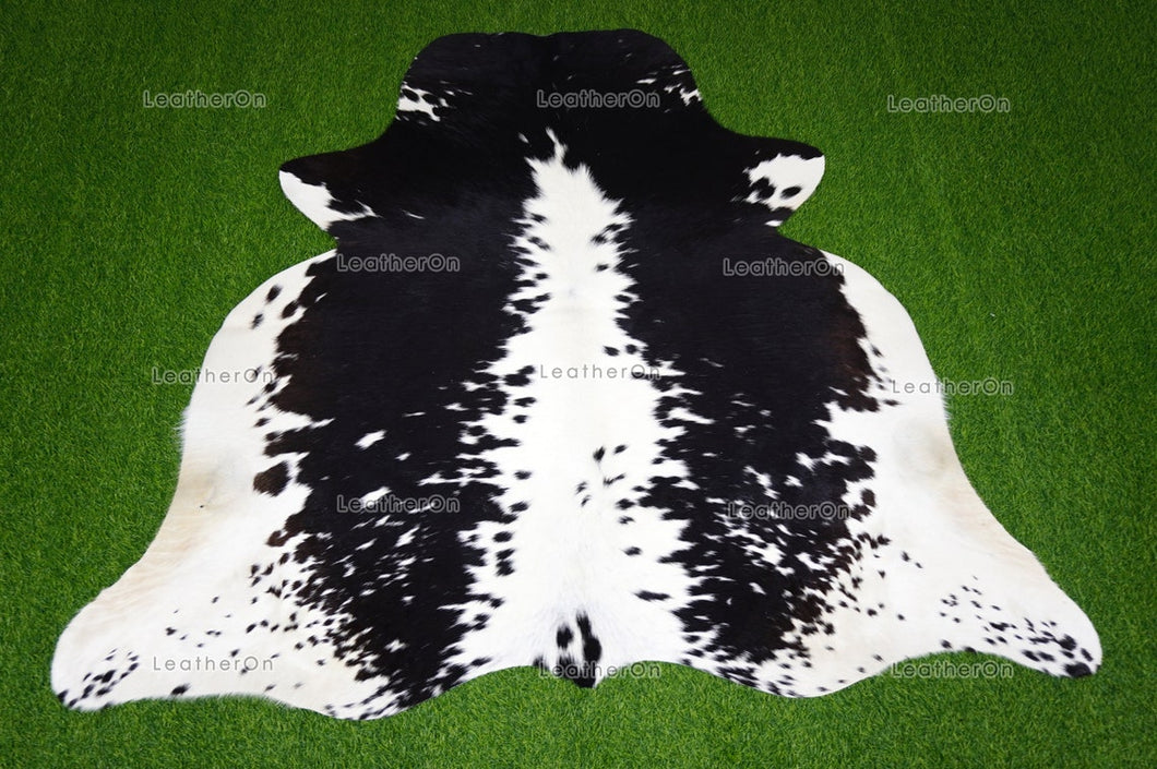 Black White Medium (4.7 x 5 ft.) Exact As Photo Cowhide RUG | 100% Natural Cowhide Area Rug | Genuine Hair-on Cowhide Leather Rug | C697