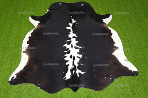 Black White Medium (5 x 5 ft.) Exact As Photo Cowhide RUG | 100% Natural Cowhide Area Rug | Genuine Hair-on Cowhide Leather Rug | C710