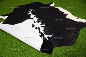 Black White Medium (5 x 5 ft.) Exact As Photo Cowhide RUG | 100% Natural Cowhide Area Rug | Genuine Hair-on Cowhide Leather Rug | C710