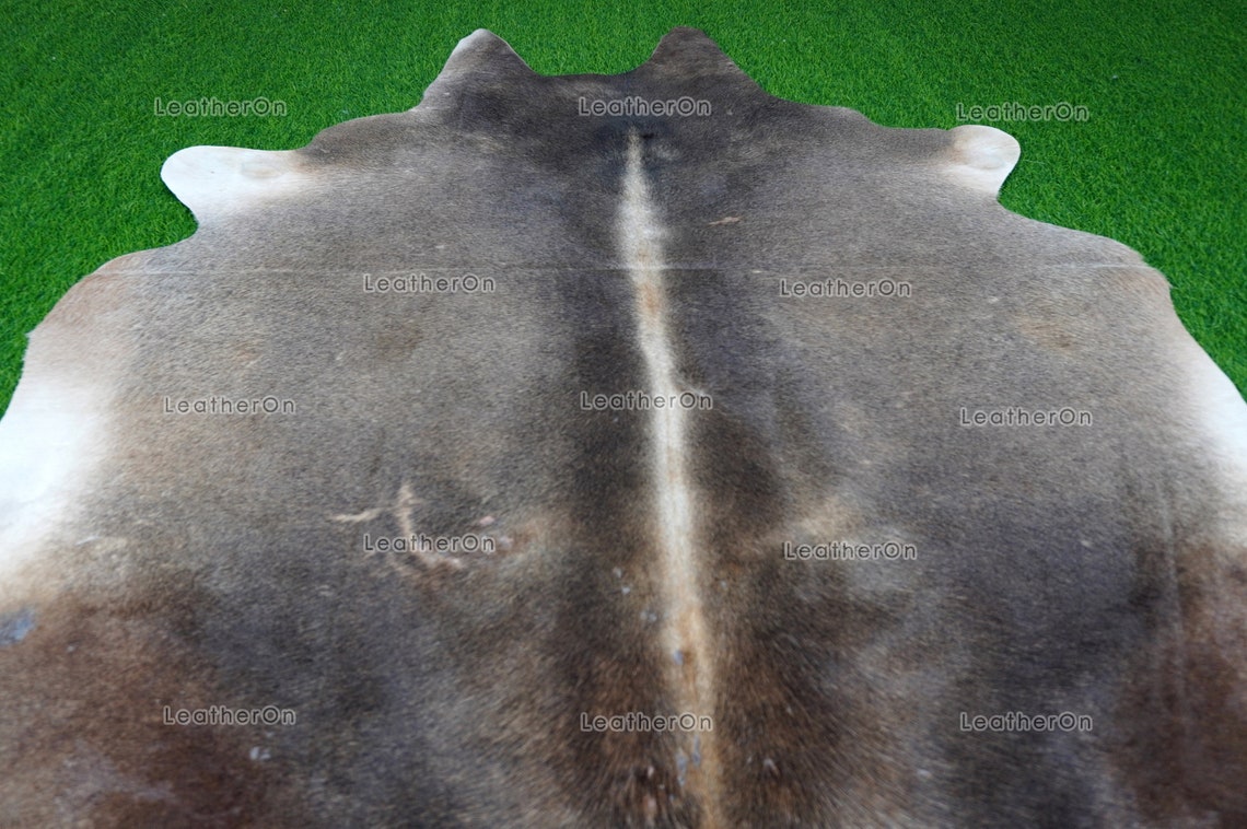 Gray White Medium (5 X 5 ft.) Exact As Photo Cowhide RUG | 100% Natural Cowhide Area Rug | Genuine Hair-on Cowhide Leather Rug | C732