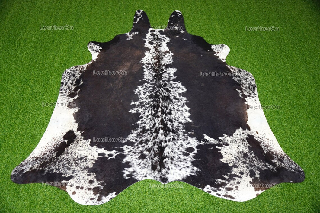 Tricolor XLARGE (6 X 6 ft.) Exact As Photo Cowhide Rug | 100% Natural Cowhide Area Rug | Real Hair-on Leather Cowhide Rug | C742
