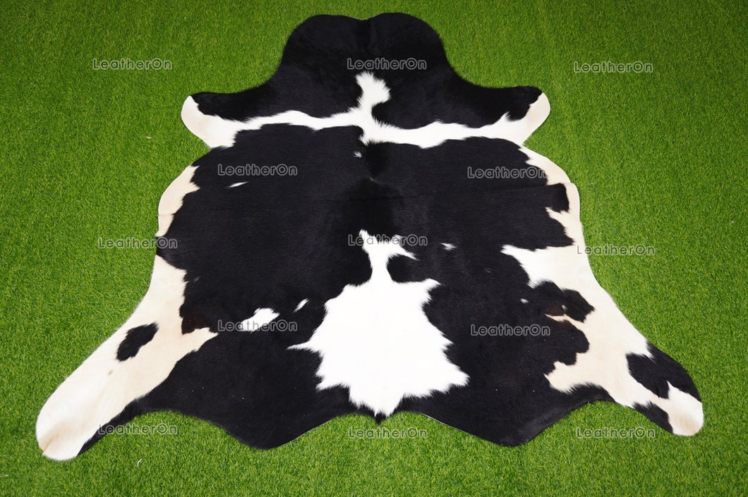 Black White Medium (5 X 5.4 ft.) Exact As Photo Cowhide RUG | 100% Natural Cowhide Area Rug | Genuine Hair-on Cowhide Leather Rug | C745