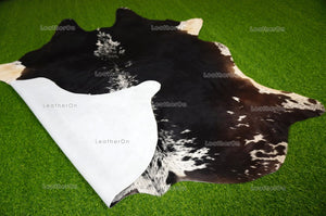 Black White Large (5.5 X 5.3 ft.) Exact As Photo Cowhide Area RUG | 100% Natural Cowhide Rug | Genuine Hair-on Cowhide Leather Rug | C748