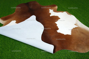 Brown White Medium (5 X 5.3 ft.) Exact As Photo Cowhide RUG | 100% Natural Cowhide Area Rug | Genuine Hair-on Cowhide Leather Rug | C751