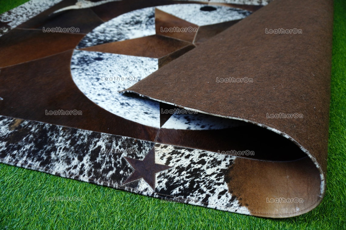 HANDMADE 100% Natural COWHIDE Area RUG (4 X 6 ft.) | Patchwork Hair on Cowhide Leather Area Rug | Exact as Photo | PR141